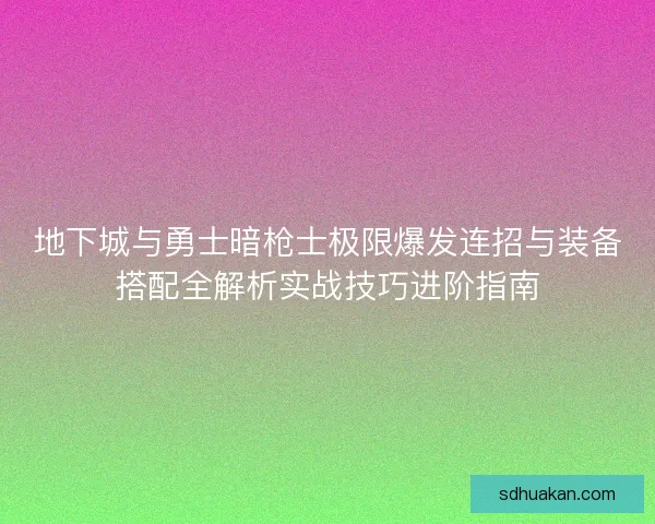 地下城与勇士暗枪士极限爆发连招与装备搭配全解析实战技巧进阶指南